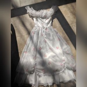 Hand sewn white with pink roses maxi dress